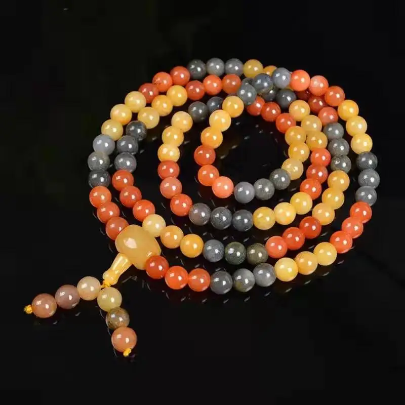 Браслет из золотой проволоки браслеты 108 круглые бусины ожерелья красочные Будды