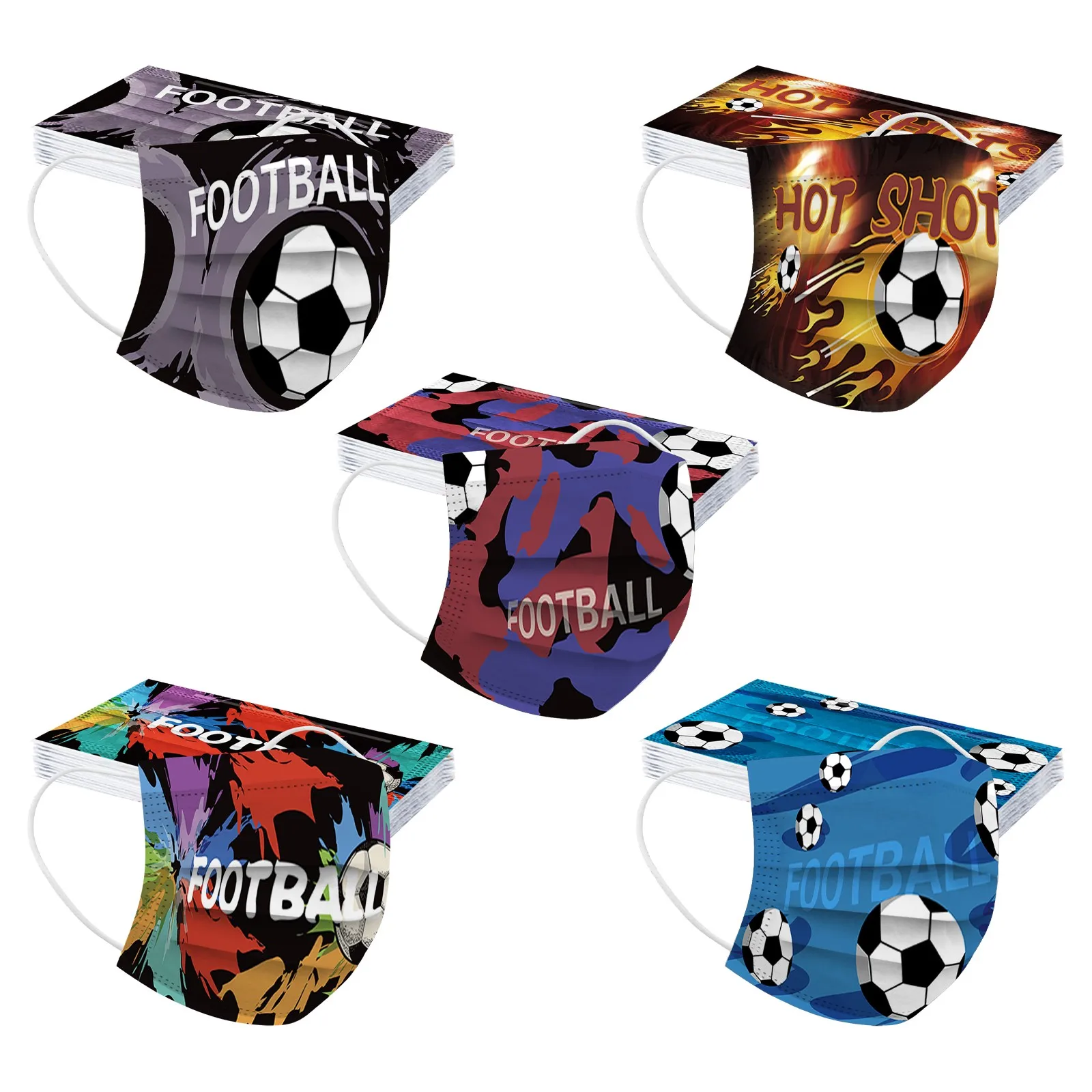 50 шт. детская одноразовая футбольная Маска мундштук цифровая Для Хэллоуина