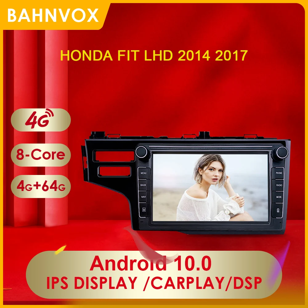 

2 Din Android 10,0 автомобильный радиоприемник, мультимедийный плеер для honda Fit LHD 2014 2017 Carplay DSP 4G IPS, Автомобильная GPS-навигация