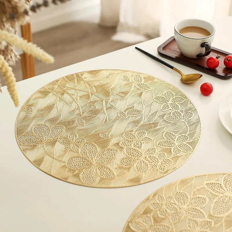 Полый круглый декор золотой коврик для обеденного стола 38 см украшенный ПВХ