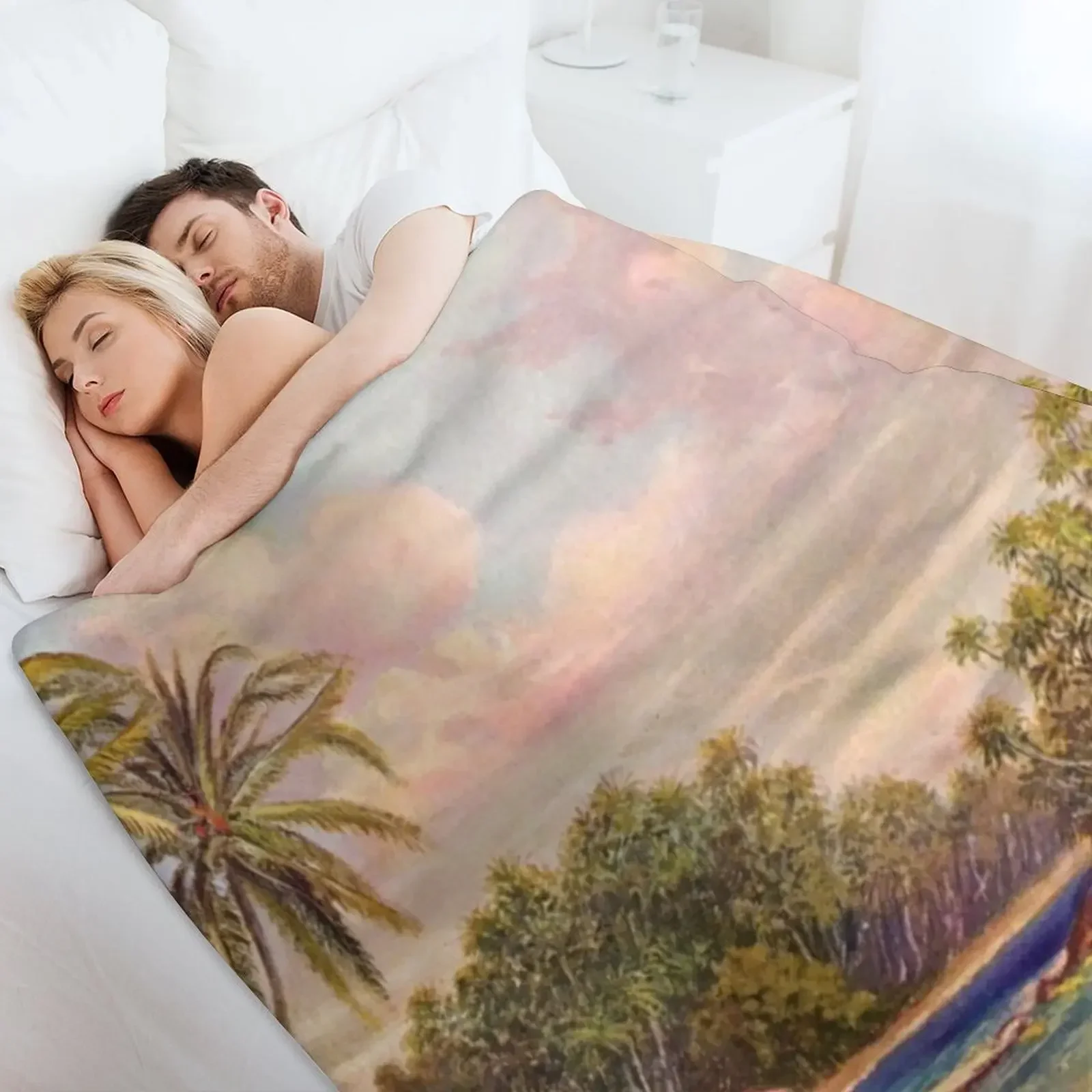 Cocos Island at Belligema (Gan-Duva) Цейлон -Ernst Haeckel Плед Модные диваны аниме для зимы Одеяла