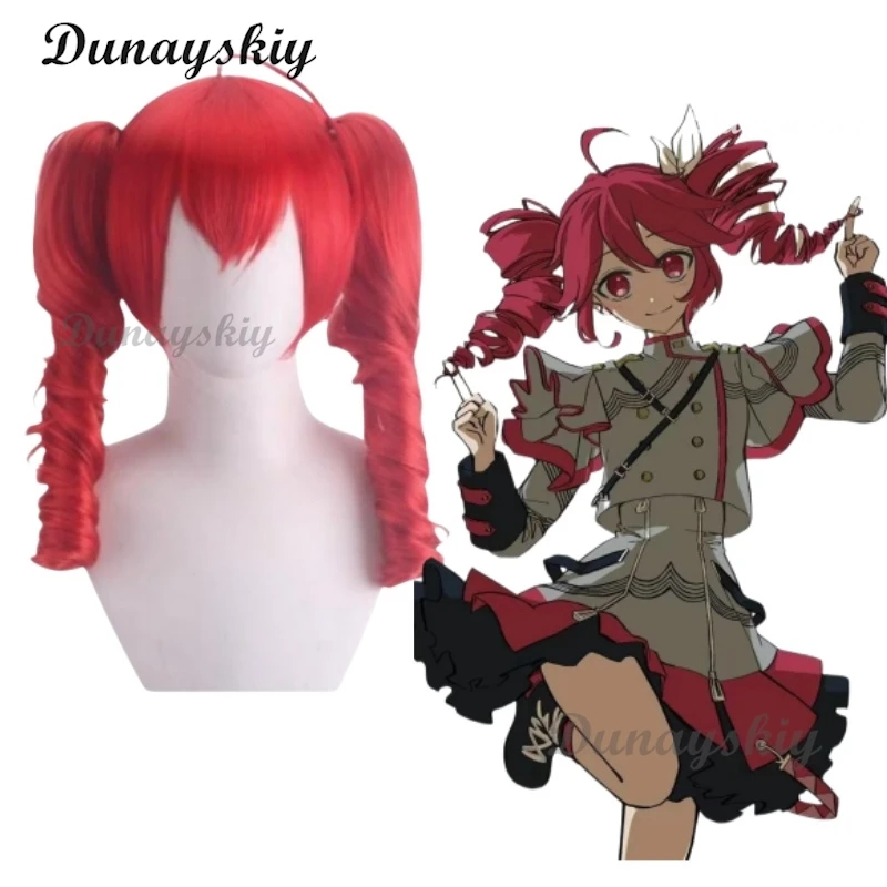 Парик для косплея виртуального Idol Teto Красный конский хвост длинные вьющиеся