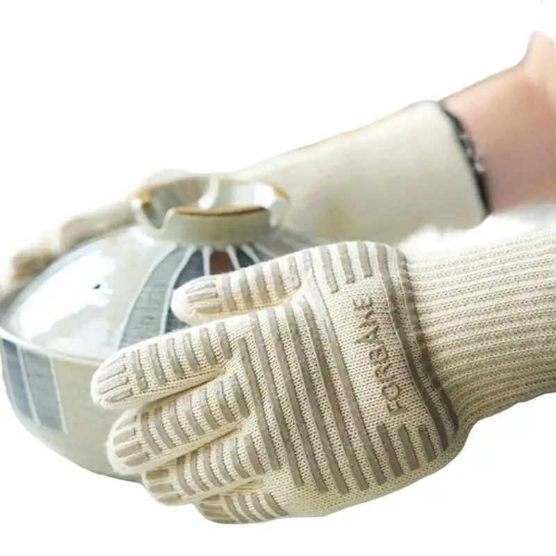 

Перчатки с пятью пальцами для защиты от ожогов в духовке, прихватки для выпечки, антиожоги, перчатки для кухни, барбекю, нескользящие перчат...