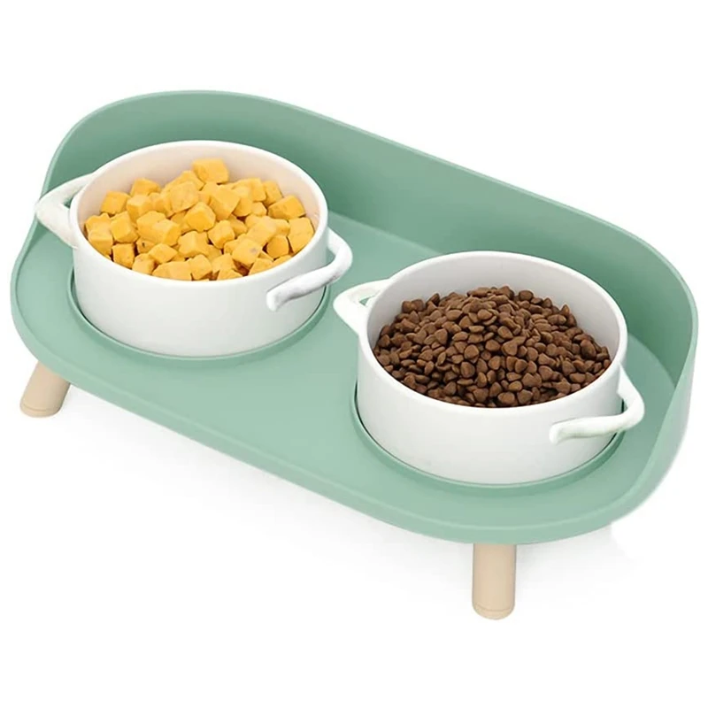 

Dog Cat Bowls, Ceramics Dog Cat Food Bowl, Raised Dog Cat Water Bowls Stand With No-Spill Design, 5 Inches Ceramic Bowl