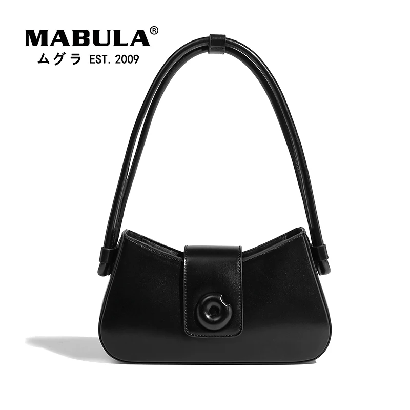 

MABULA Simple Stylish Vegent Leather Shoulder Bag Solid Color Underarm Hobo Purse Zipper Closure Brand Clutch Handbag Wallet