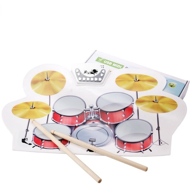 USB PC Digital Electronic Roll Up Drum Pads Kit +Drumsticks+Cable