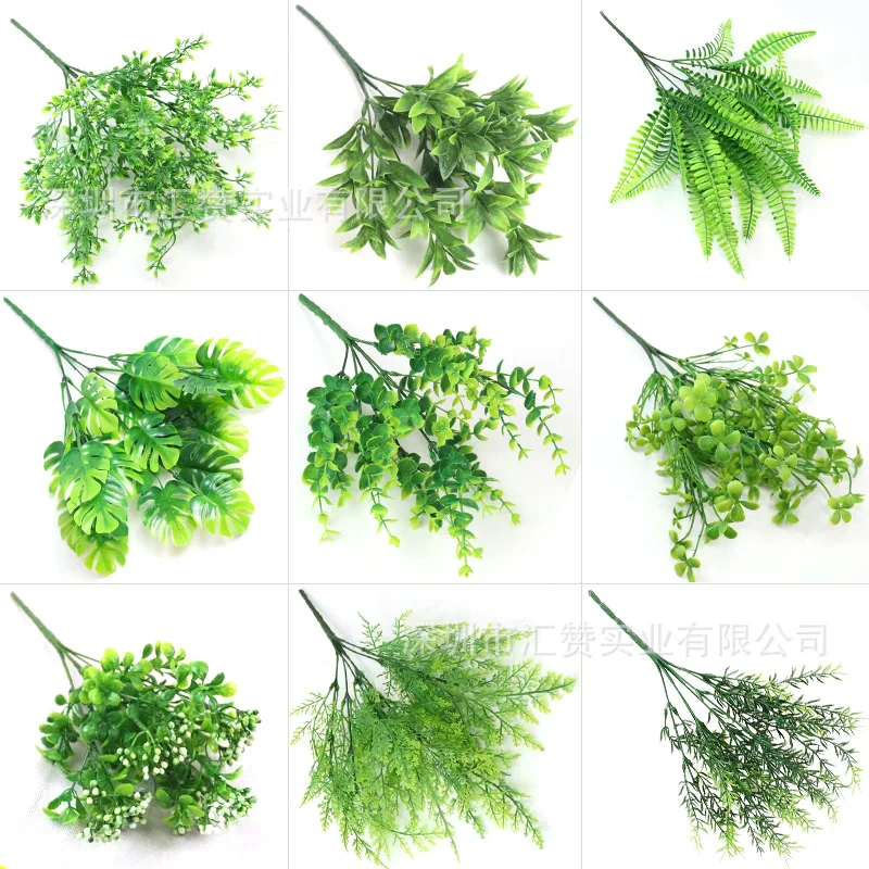 

7 Forks Water Grass Eucalyptus Plastic Artificial Plants Green Grass Plastic Flowers Wedding Home Decoration Table Decoration