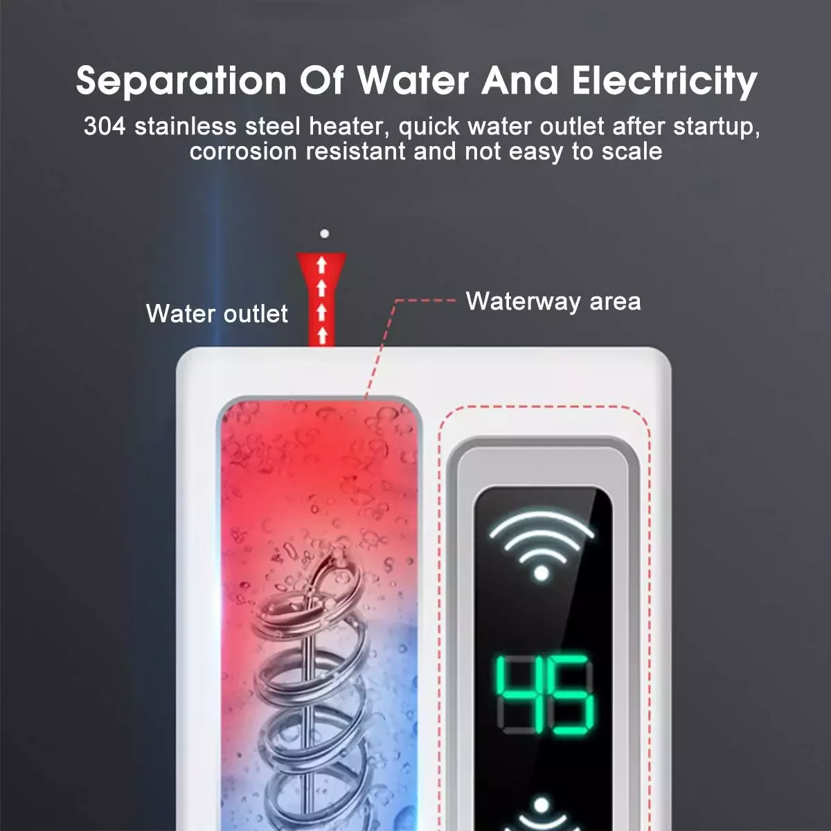 Warmtoo 3400W Electric Tankless Mini Instant Hot Water Heater Kitchen Faucet Tap Heating 3 Seconds Instant Heating LCD Display enlarge