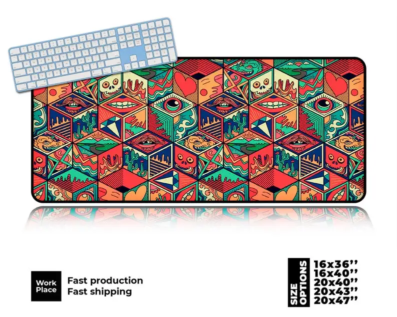 

Ethnic Colored Gaming Mouse Pad. Large desk mat.