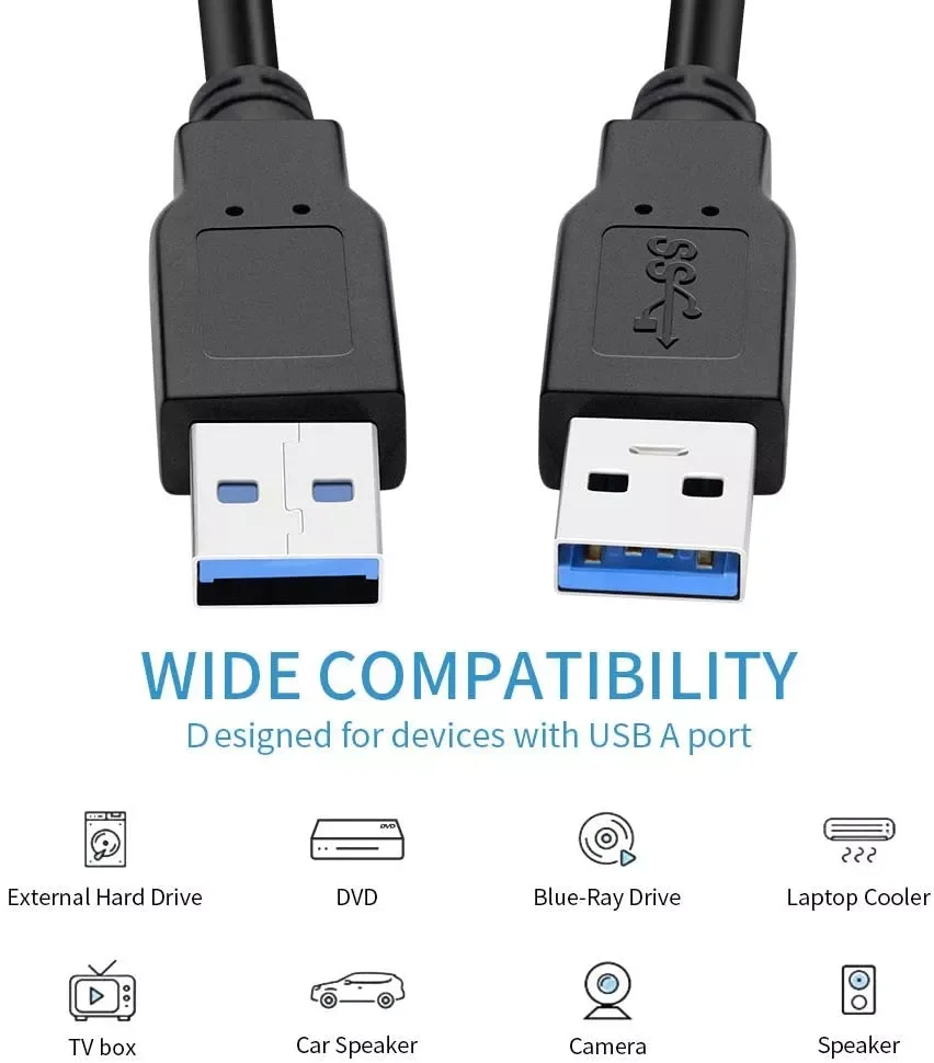 

USB Компьютерный Удлинительный кабель 0,5 м USB 2.0 тип A штекер-A штекер высокоскоростной 480 Мбит/с черные кабели для передачи данных