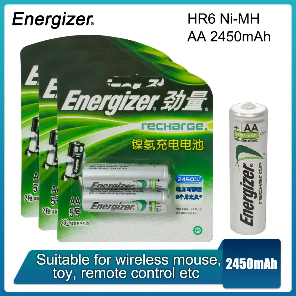 

4-20pcs Energizer 1.2V 2450mAh AA NI-MH Rechargeable Battery For Toys Flashlight Shaver Mouse Camera AA NIMH Pre-charged Bateria