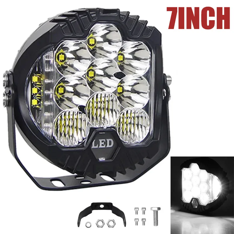 QIDEWIN 7-дюймовые светодиодные фары DRL Hi/Lo Beam 50 Вт 12 В 24 желтый 5-дюймовый светодиодный