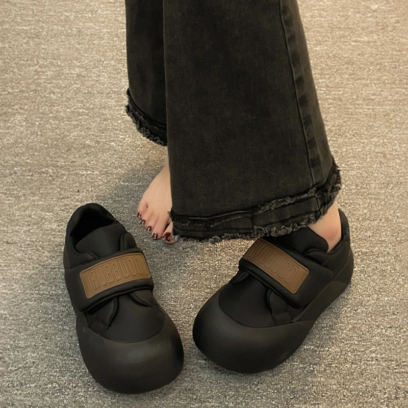 

Women Shoes Autumn Loafers Lace Up Sneakers Casual Flats Solid Soft Bottom Boots Leather High-Top Sneaker Female Shoes A01