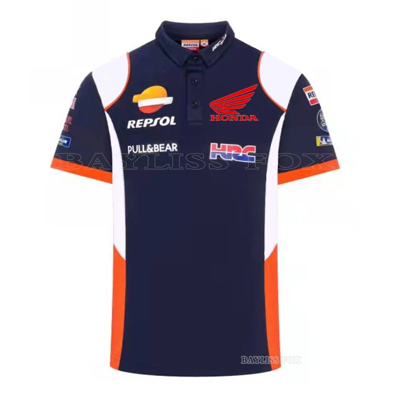 

For HONDA GP HRC Repsol POLO Shirt Knigh Motorcycle Racing Team Riding Motocross Sports No Fading Jerseys Summer Breathable