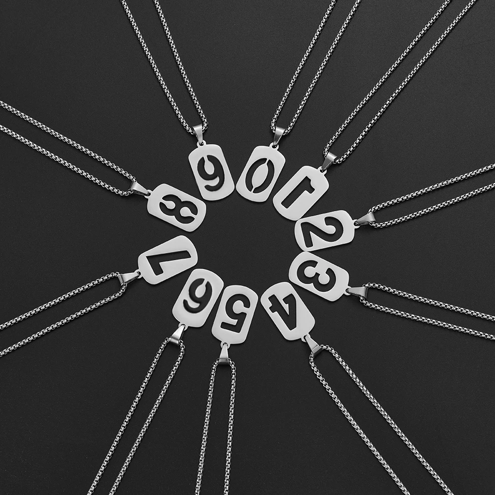 Ожерелье Jisensp из нержавеющей стали с цифрами ангела 0 1 2 3 4 5 6 7 8 9