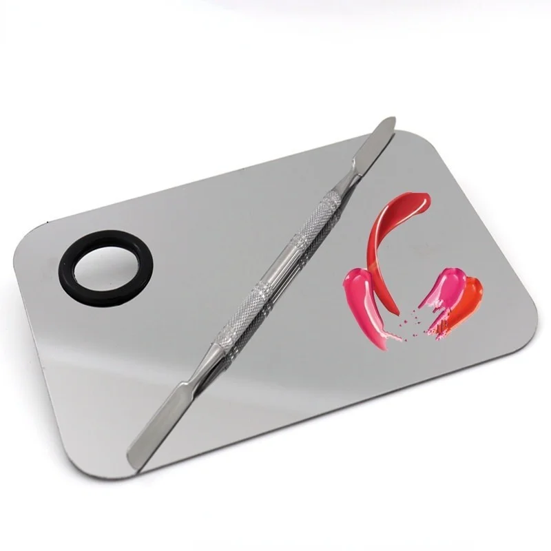 

Stainless Steel Makeup Mixer Nail Polish Mixing Plate Foundation Eyeshadow Mixer Eyeshadow Palette with Spatula Rod