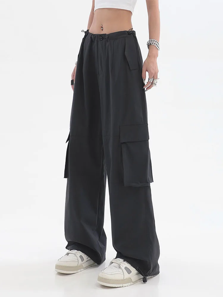 

Брюки-карго женские в стиле ретро, свободные спортивные штаны с завышенной талией, с карманами, свободные Джоггеры в стиле хип-хоп, уличная о...