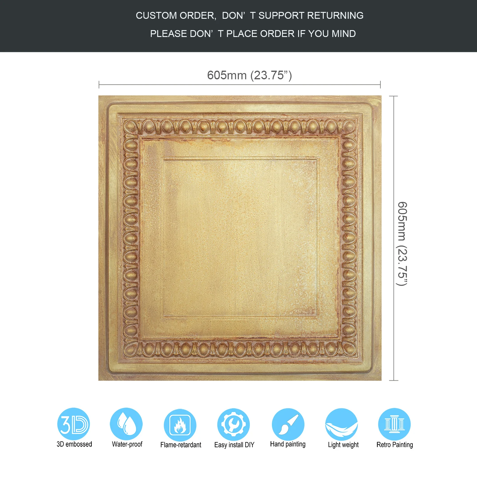 10 шт. настенные панели из ПВХ коричневого и золотого цвета