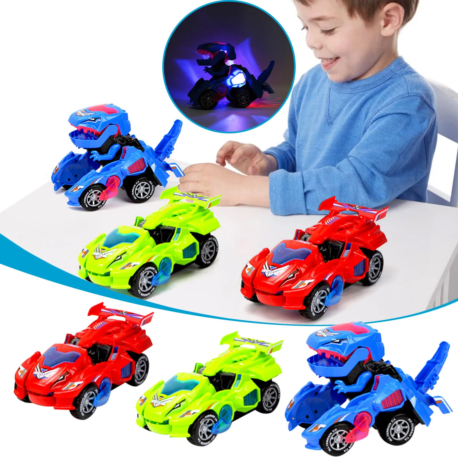 

New Transforming 2 In 1 Dinosaur Car Deformation Car Toy Inertial Sliding Dino Car Automatic Transform Boys Amazing Gift Kid Toy