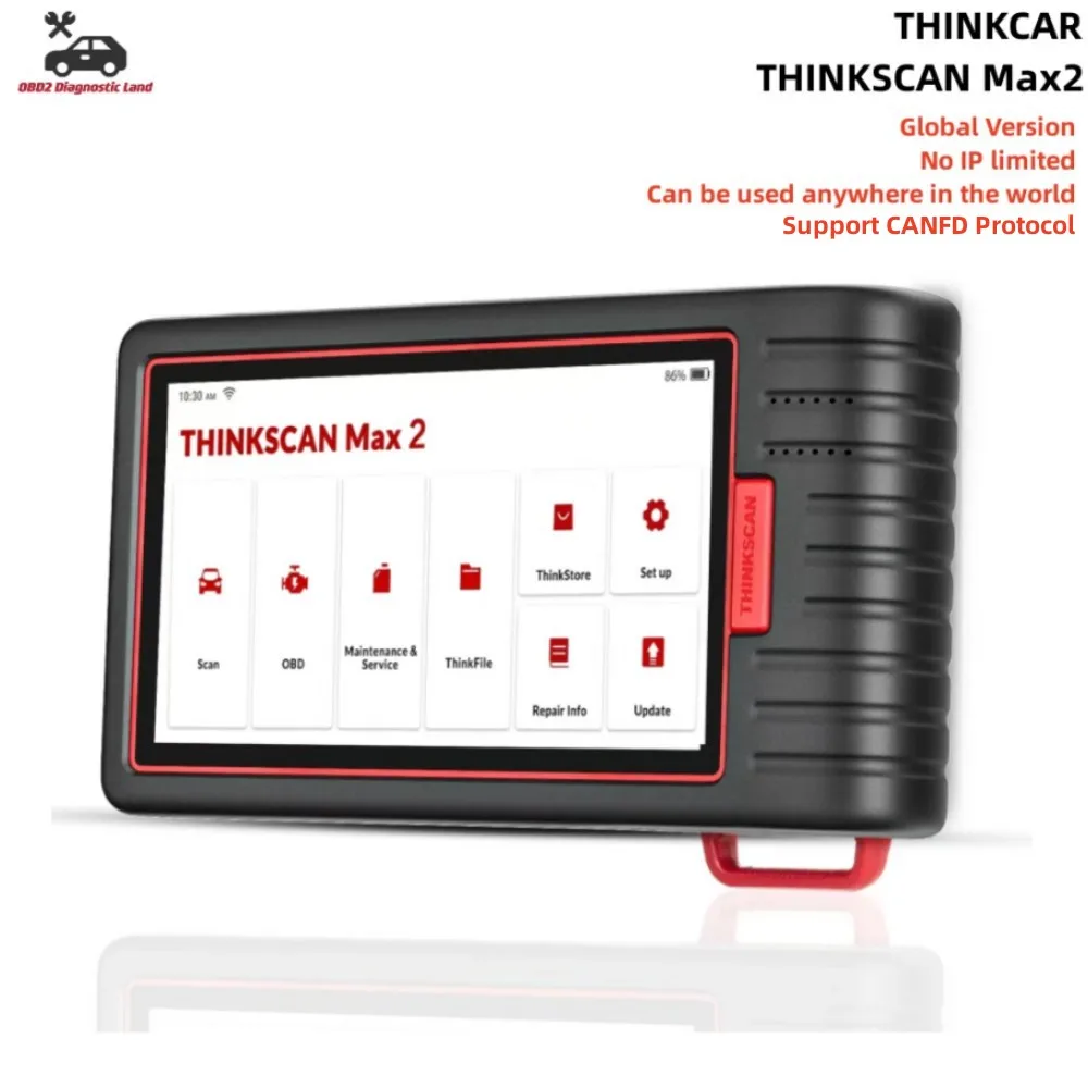 Диагностический инструмент THINKCAR THINKSCAN Max 2 с поддержкой OBD2, без ограничений IP