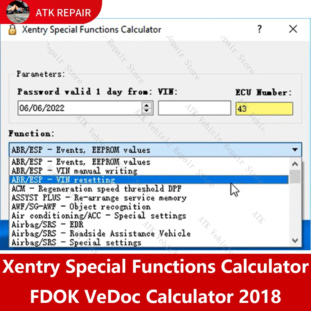 Калькулятор специальных функций Xentry и дас FDOK VeDoc поддерживает транспортные