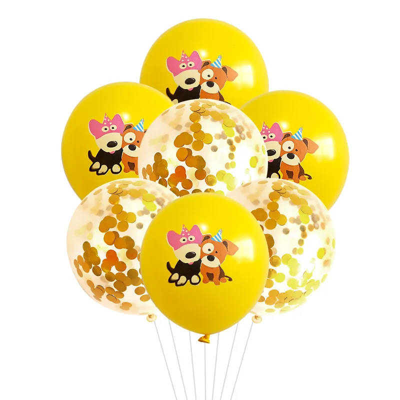 

10pcs Cute Dog Yellow Printed Latex Balloon Children's Birthday Party Baby Shower Decoration Kid Toys Confetti Balloons Supplies