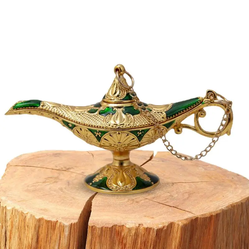 

Metal Aladdin Lamp Wishing Light Magic Lamp Christmas Ornament Home Wedding Party Tabletop Decoration