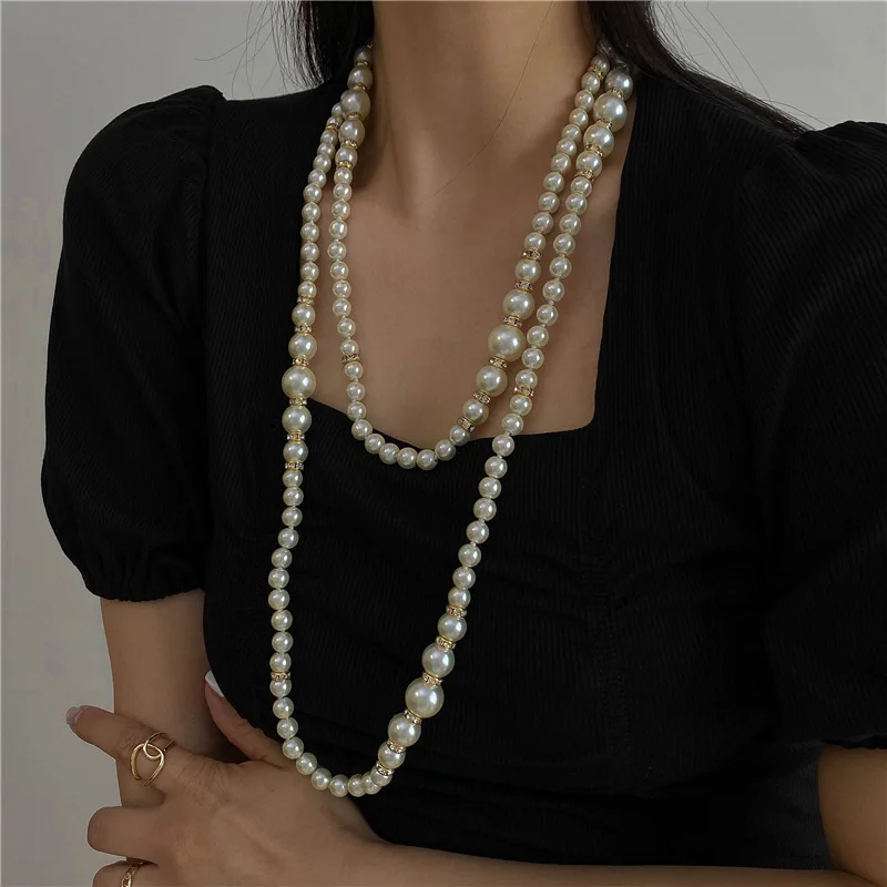 

Fashion Imitation Pearl Women Necklace Handmade Classic Beaded Chain Necklaces Jewelry Gift