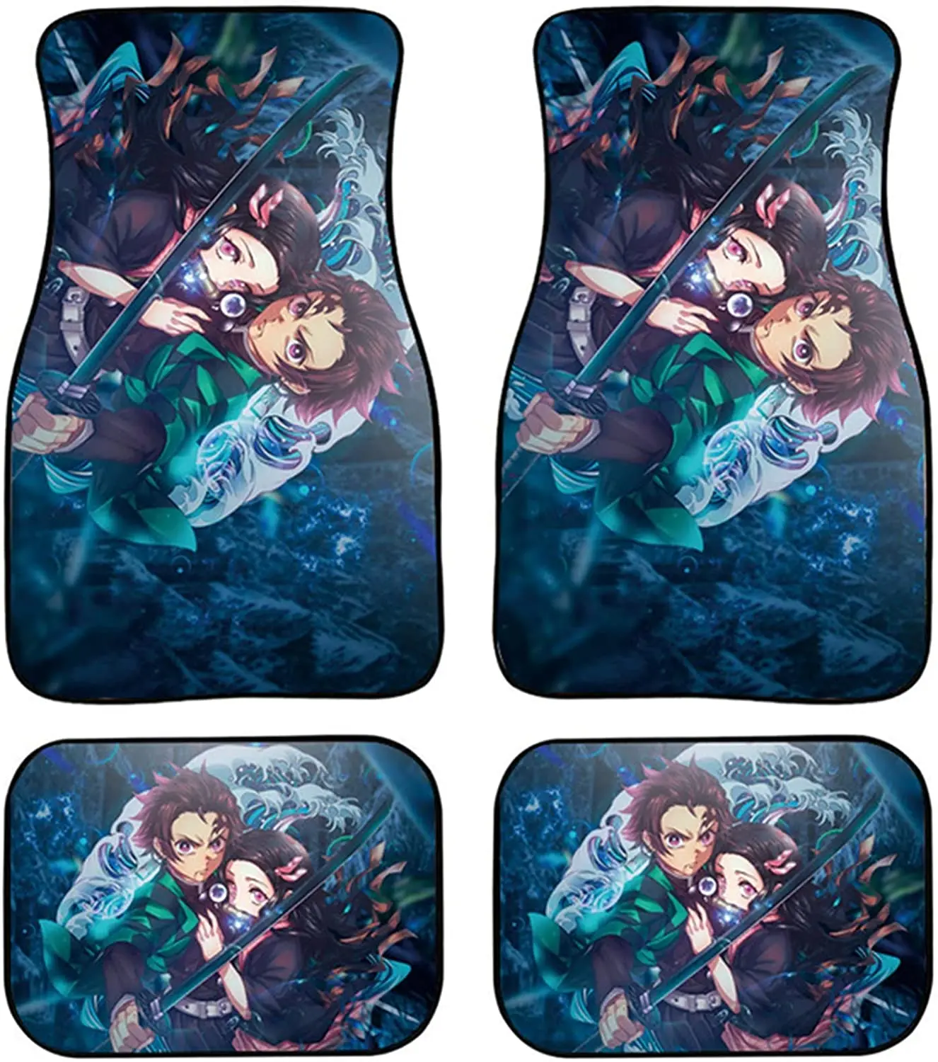 

Anime Demon Slayer Car Decorations Interior, All Weather Kamado Tanjirou and Kamado Nezuko Car Floor Mat for Cars S