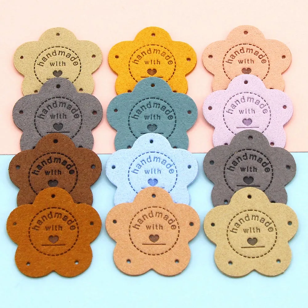 20 шт. Цветочные этикетки ручной работы с любовью кожаные бирки для шляпы вязаная