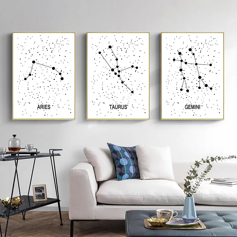 

Simple Twelve Constellations Canvas Art Painting Prints Modern Wall Decorative Poster for Living Room Bedroom Home Decor Picture