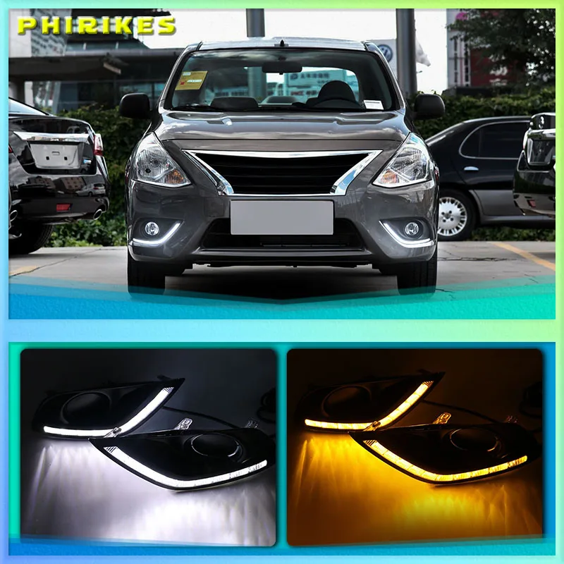 car styling For Nissan Almera Latio Sunny Versa 2014 2015 2016 2017 2018 LED DRL Daytime Running Lights Daylight Fog Head Lamp