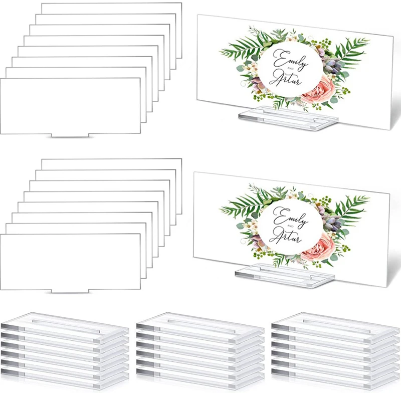 

Rectangle Acrylic Blank Wedding Table Sign with Holder Set Anniversary Wedding Decor for Thanksgiving New Year Party