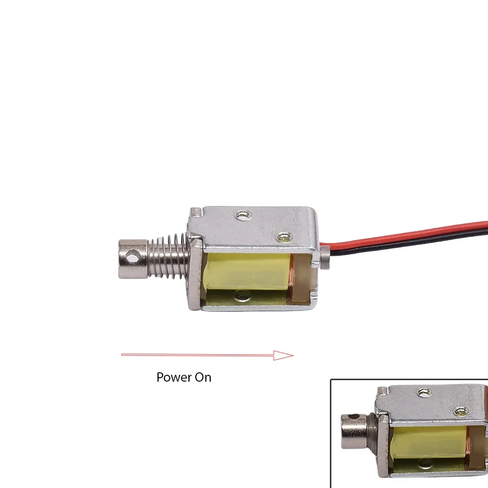 Мини-электромагнит двухтактного типа, 3 В постоянного тока, 5 В-6 В, 9 В, 12 В, 8 мм * 10 мм, микрооткрытая рамка через пружинный стержень, соленоидный магнит, ход 4 мм