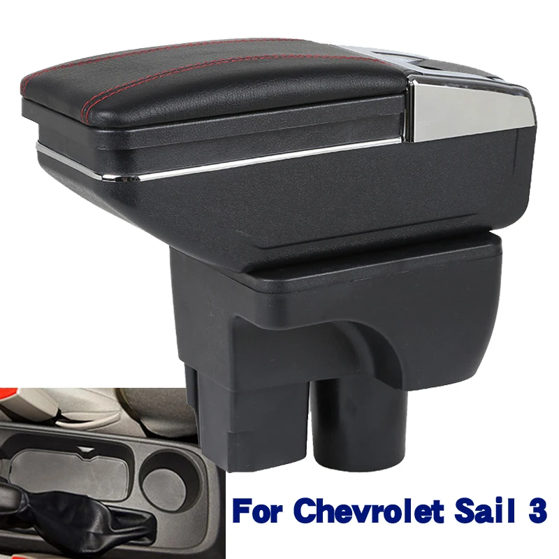 

Подлокотник для Chevrolet Sail 3, центральная консоль, контейнер для хранения, поворотная двухслойная пепельница с USB-зарядкой, аксессуары для украшения автомобиля