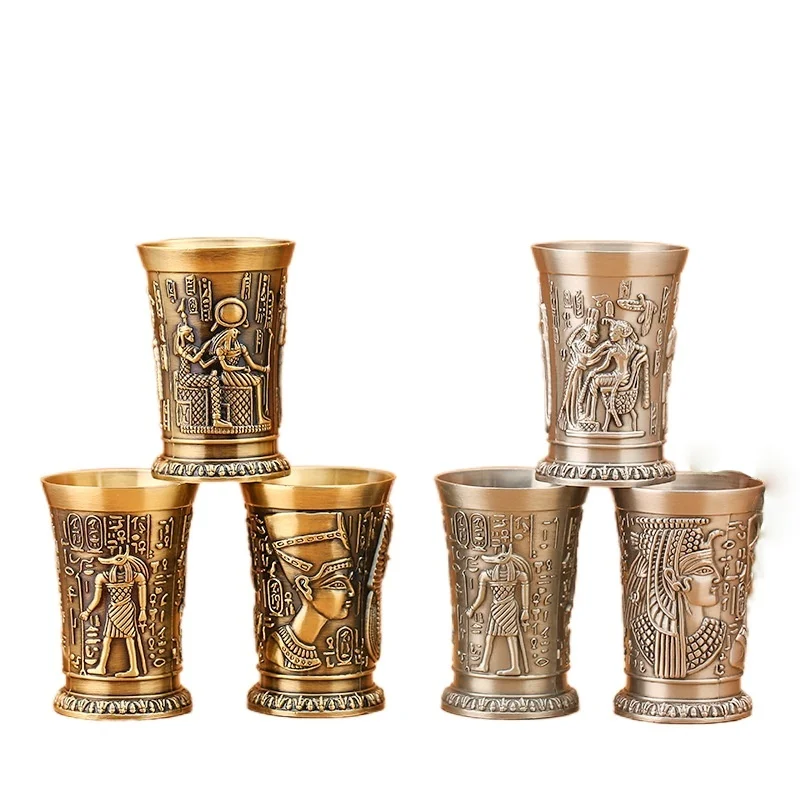 

Металлическая чашка-пистолет из древнего Египта, 30 мл, узор Queen Apollo, винный бокал, декоративный набор для вина, подарок, персонализированные ...