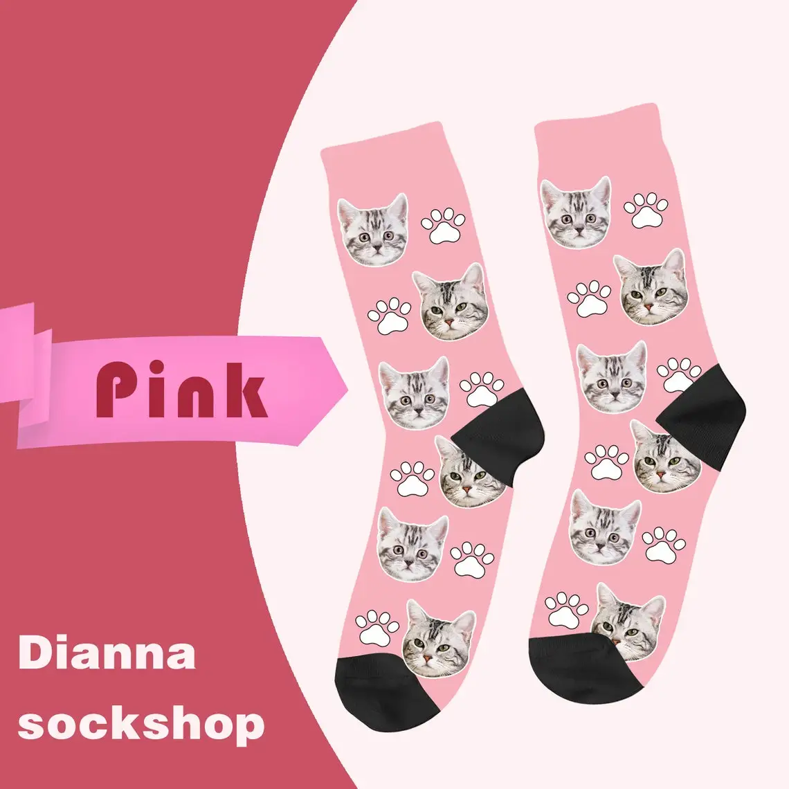 Personalized Custom Sock For Cat Lovers Animal Photo Pet Cat Kitten Socks Cat Lover Cute Funny Long Socks Men Women Gifts