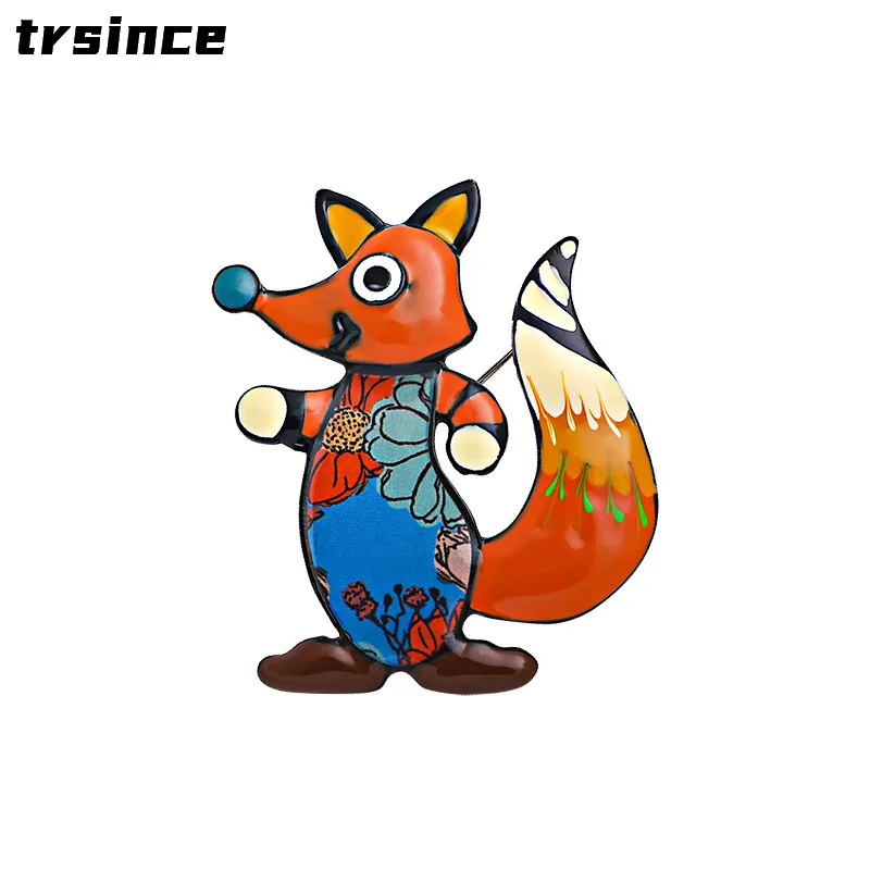 

Colorful Printing Cartoon Fox Brooch Animal Fashion Pin 4 Colors Available Coat Bag Accessories Good Gift New 2022