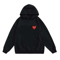 classic red heart embroidery men women hoodies 320g heavy fabric cotton casual harajuku y2k hoodie streetwear male clothes
