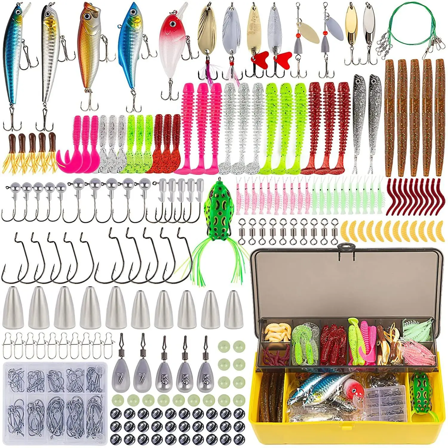 

Fishing Lures Kit With Hard Baits Plastic Swimbaits，Fishing Accessories Box, Spinner Bait, Fishing Tackle Set With Jig Head Hook