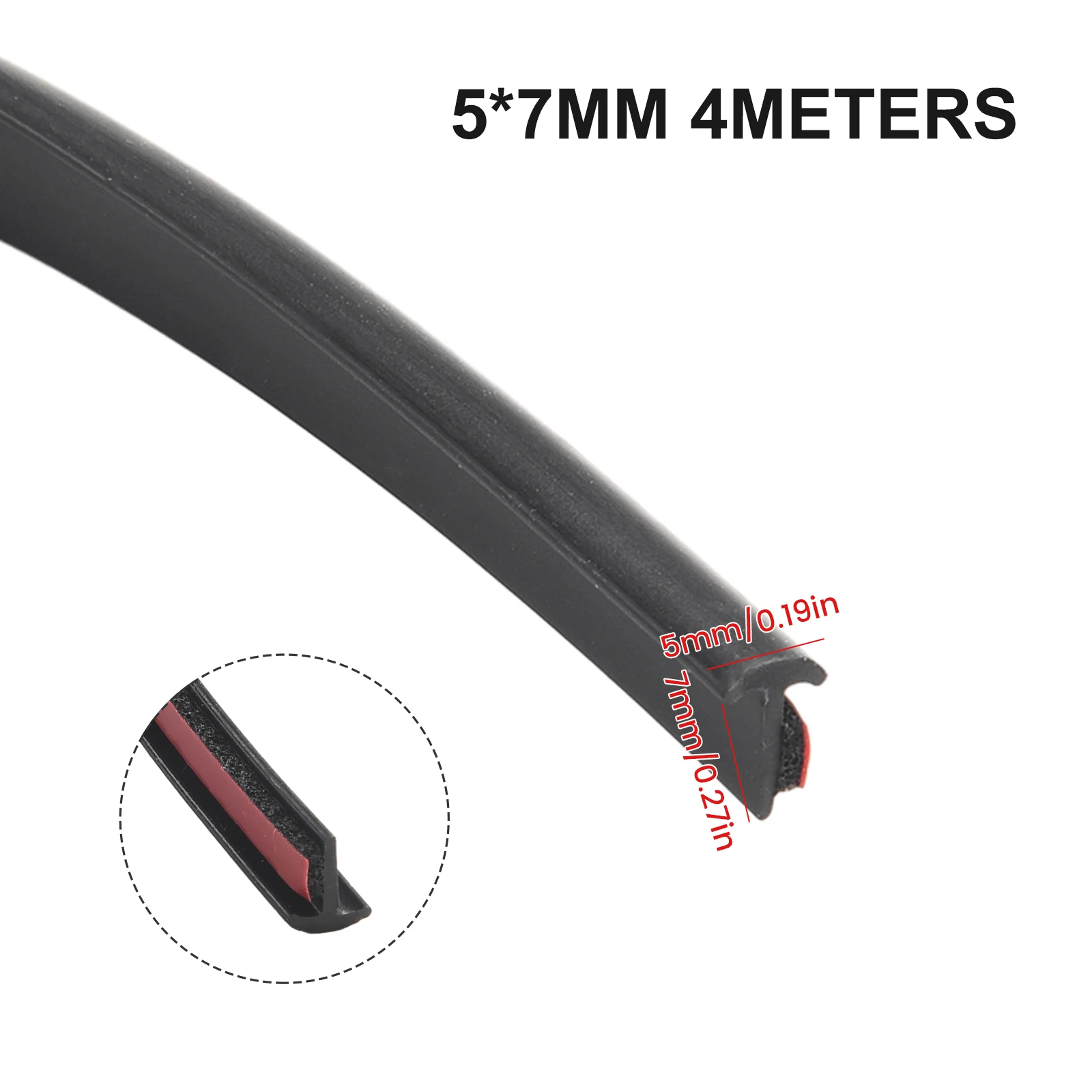 

Car Exterior Parts Sealing Strip 1pc 5MM*7MM Car Parts Double-Sided Adhesive Tape EPDM Rubber Front Rear Bumper