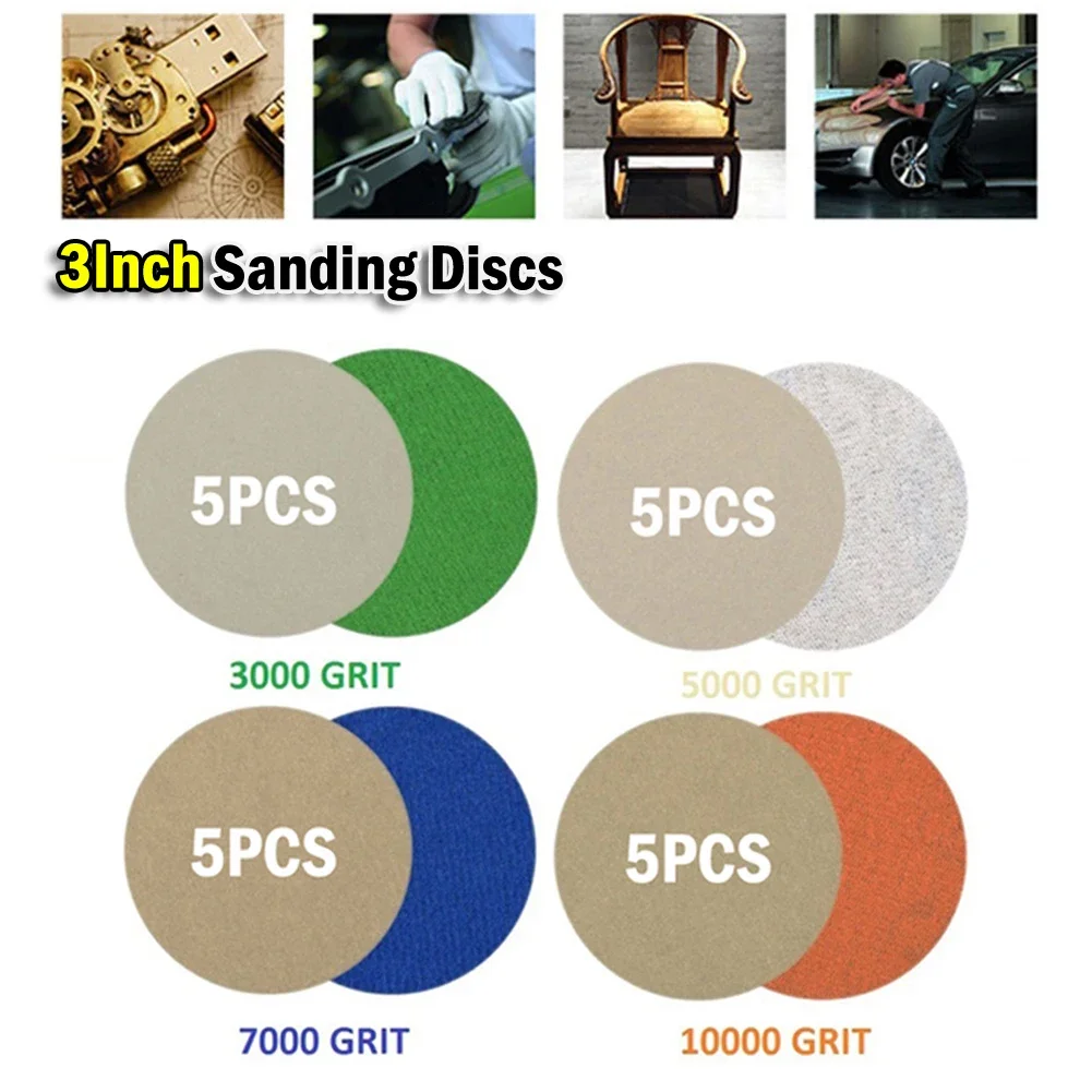 20 шт. 3-дюймовые шлифовальные диски наждачная бумага зернистость 3000-10000 Грит с