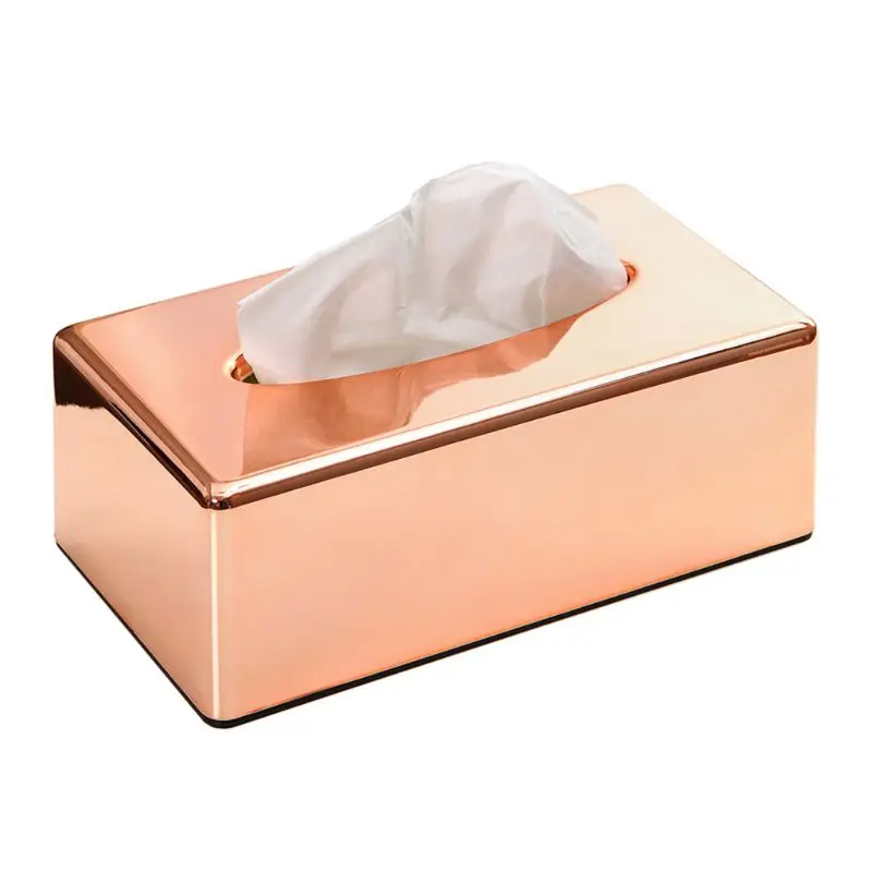 

Elegant Rose Gold Rectangle Napkin Paper Rack Tissue Box Towel Napkin Container Holder Home Office Car