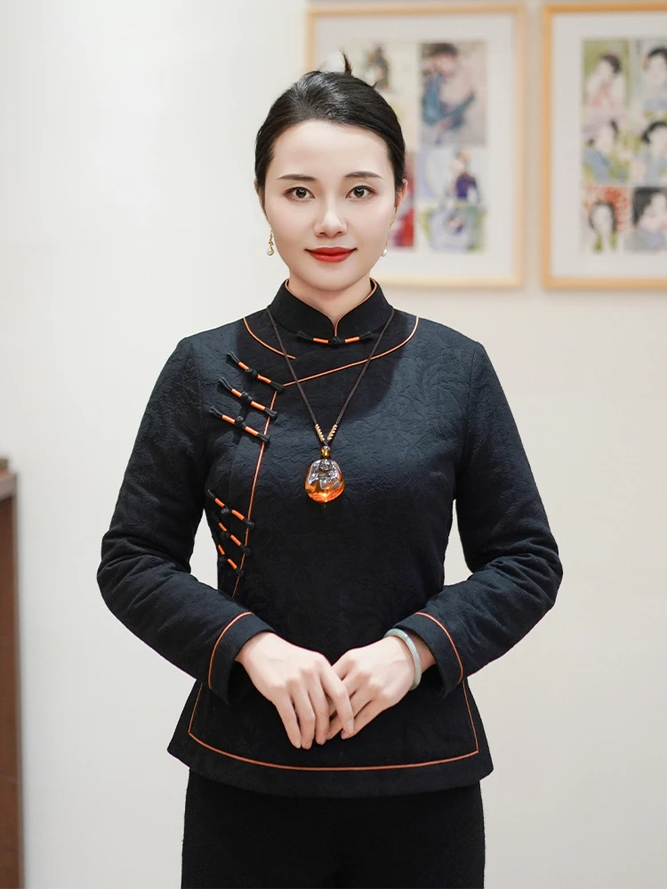 Qiya новый зимний китайский костюм утолщенная маленькая хлопковая стеганая куртка