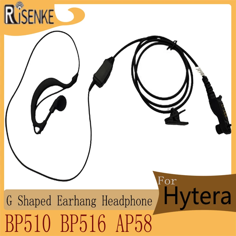 RISENKE Earpiece for Hytera BP510 BP516 AP58 Radio Walkie Talkie Accessories Headset G Shaped Earhang Headphone