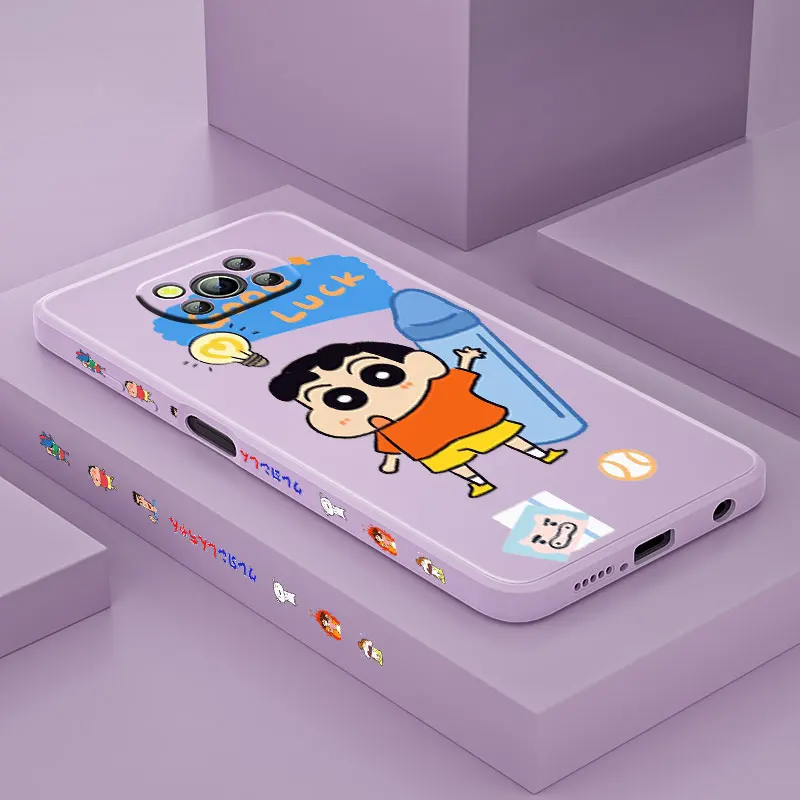 

Crayon Shin-chan Anime For Xiaomi POCO X3 NFC F3 GT M3 M2 Pro C3 X2 Mix4 11 Ultra Silicone Liquid Left Phone Case Fundas Coque