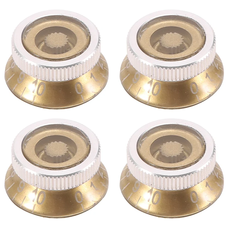

4Pcs Guitar Tone and Volume Speed Control Knobs Top Hat for LP Gold