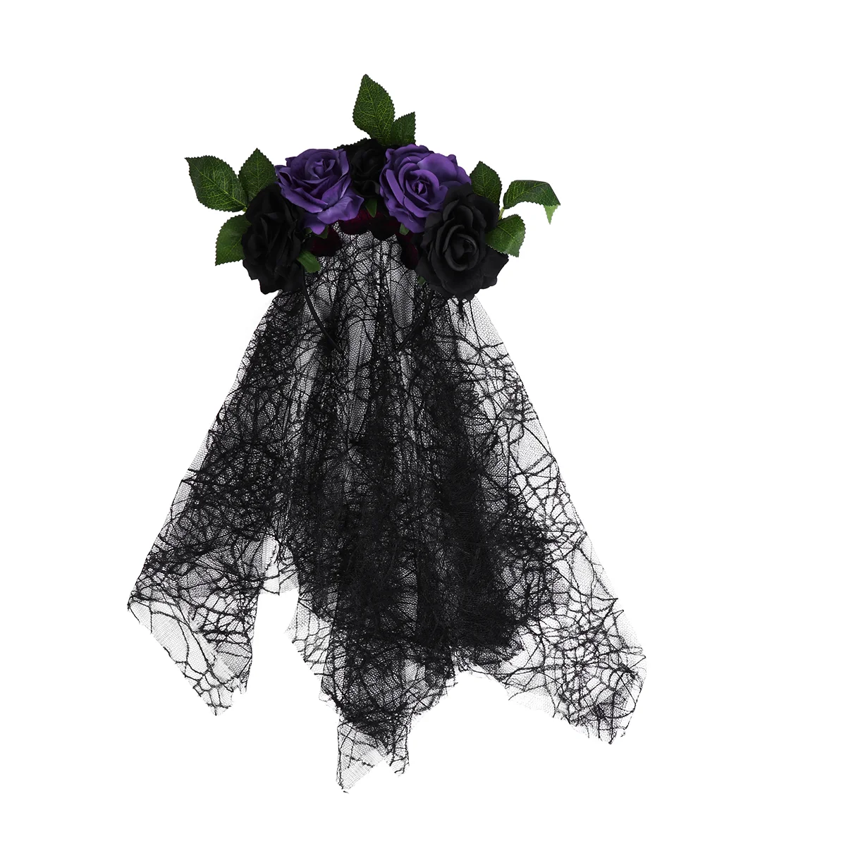 

Halloween Flowers Makeup Headbands Hair Hoop Long Veil Fashion Plastic Rose Headwear Accessories Bride