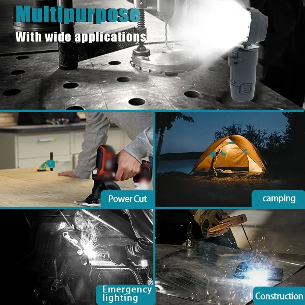 Li-ion Battery Working Lamp Spotlight Lantern Flashlig For Lomvum DeYun ZhiPu FuGe for KoMax GCRAFT 12V 10.8V Lithium