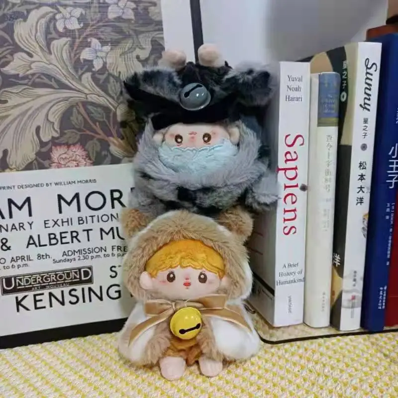 

Handmade 2pc 10cm Kawaii Mini Dessert Forest Animal Shawl Doll Clothes Plush Dolls Outfit Soft Cape Shorts Cos Suit